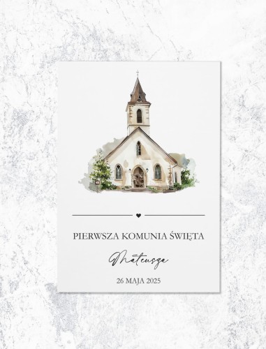ZAPROSZENIA komunia święta - ilustracja kościoła - przód
