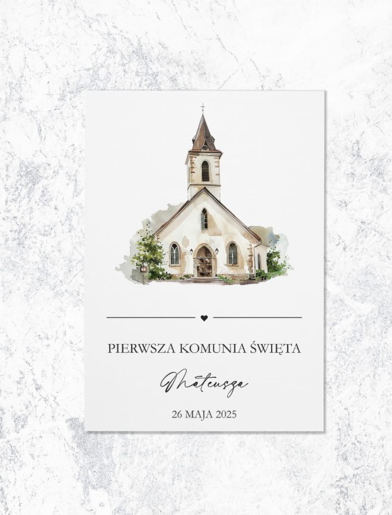 ZAPROSZENIA komunia święta - ilustracja kościoła - przód
