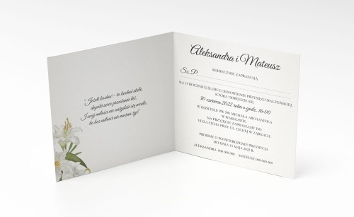 ZAPROSZENIA rocznica ślubu - złote serce z liliami - zadrukowana