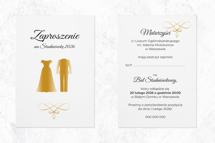 ZAPROSZENIA studniówka - elegancka para-zadrukowana