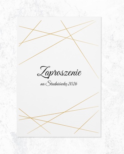 ZAPROSZENIA studniówka - złote kreski-zadrukowana