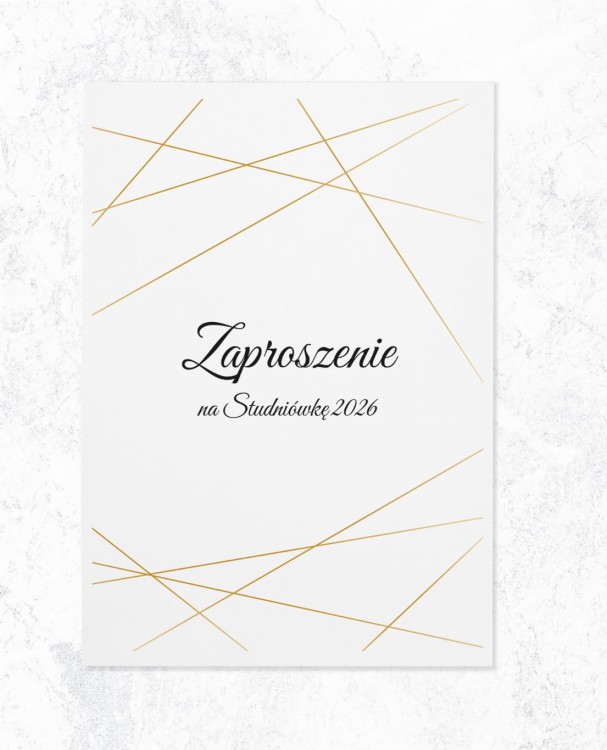 ZAPROSZENIA studniówka - złote kreski-zadrukowana