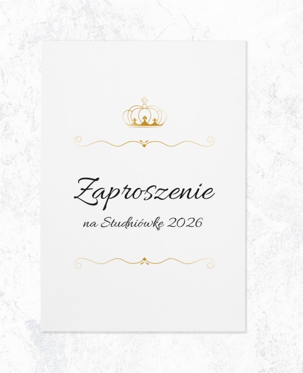 ZAPROSZENIA studniówka - korona i freski w złocie - zadrukowana