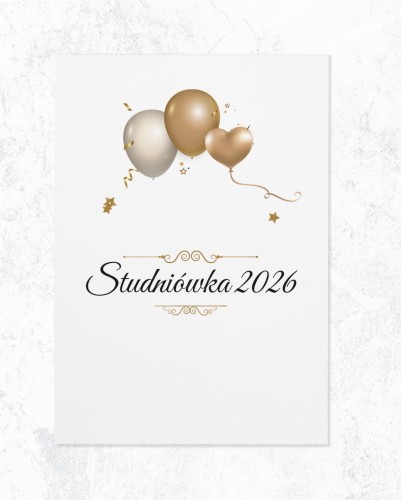 ZAPROSZENIA studniówka - złote balony-zadrukowana